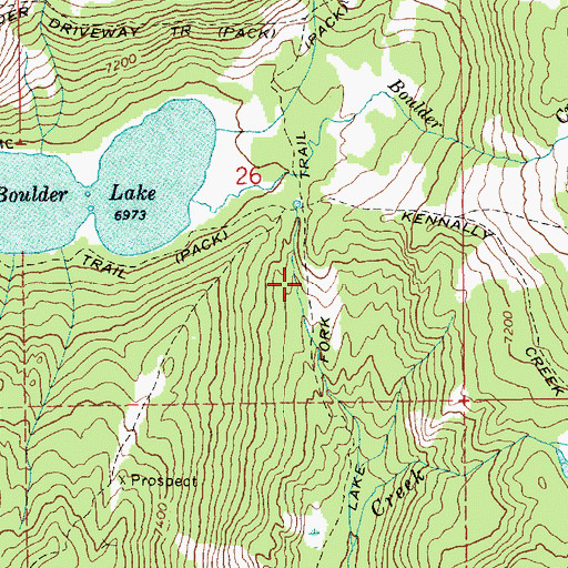 Topographic Map of Paddy Flat Lake Fork Trail, ID