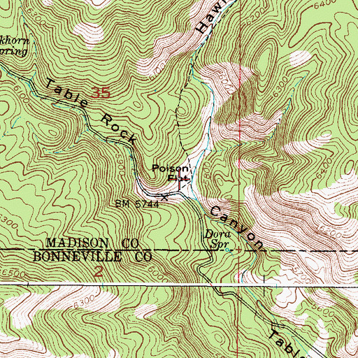 Topographic Map of Poison Flat, ID
