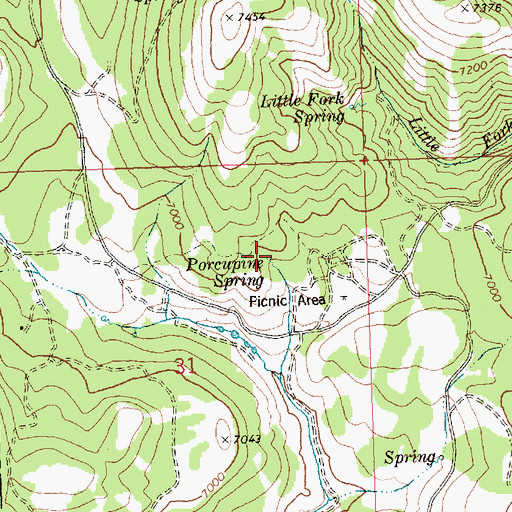 Topographic Map of Porcupine Spring, ID