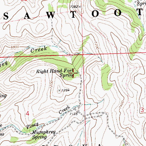 Topographic Map of Right Hand Fork Spring, ID
