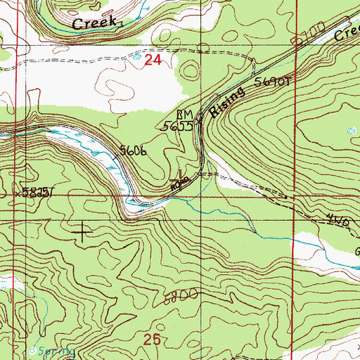 Topographic Map of Rising Creek, ID
