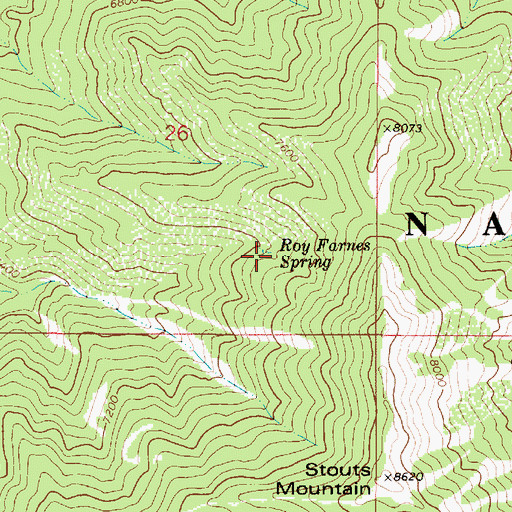 Topographic Map of Roy Farnes Spring, ID