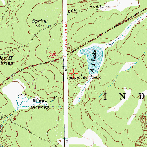 Topographic Map of A One Lake Campground, AZ