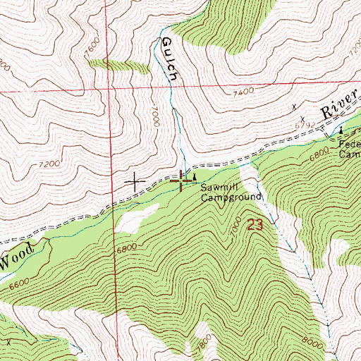 Topographic Map of Sawmill Campground, ID
