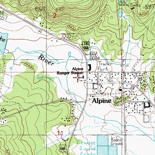 Topographic Map of Alpine Ranger Station, AZ