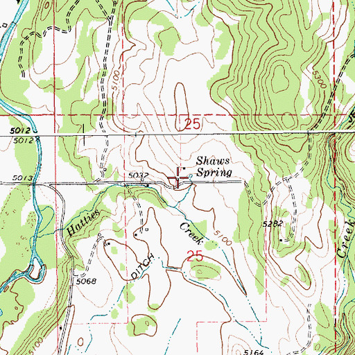 Topographic Map of Shaws Spring, ID
