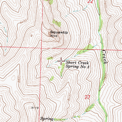 Topographic Map of Short Creek Spring Number 3, ID