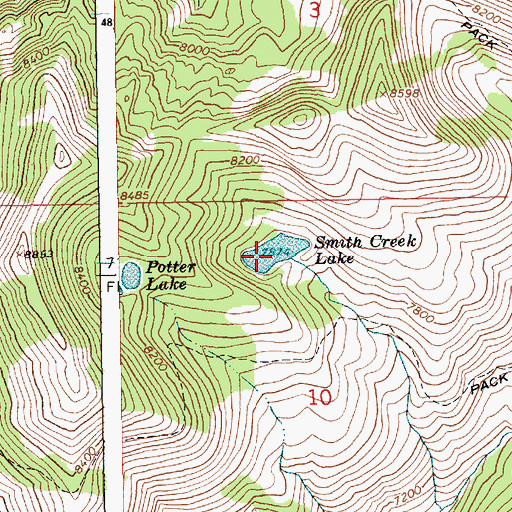 Topographic Map of Smith Creek Lake, ID