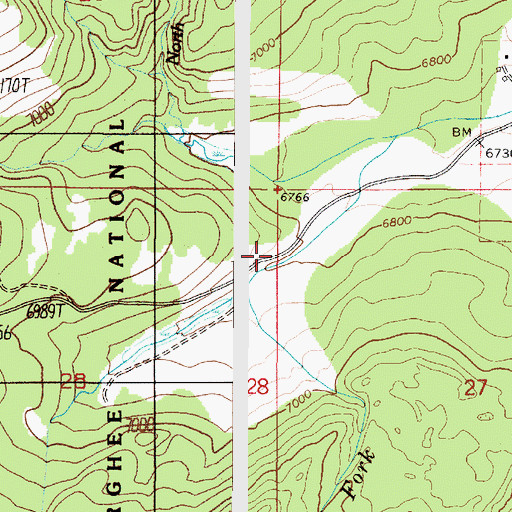 Topographic Map of South Fork Duck Creek, ID