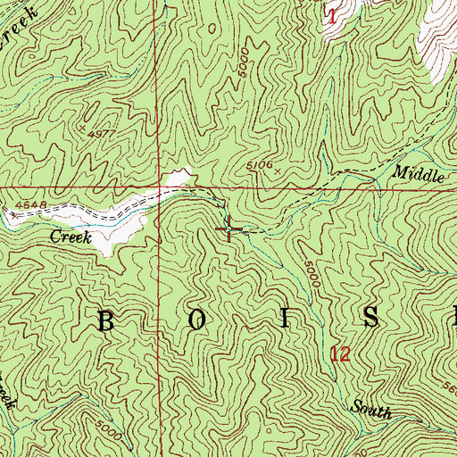 Topographic Map of South Fork Smith Creek, ID