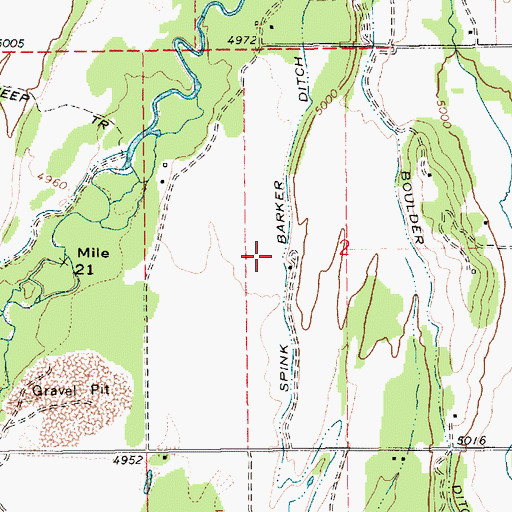 Topographic Map of Spink Barker Ditch, ID
