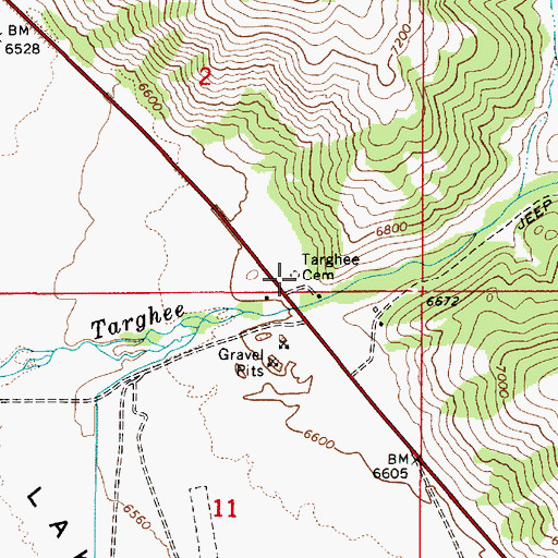 Topographic Map of Targhee Cemetery, ID