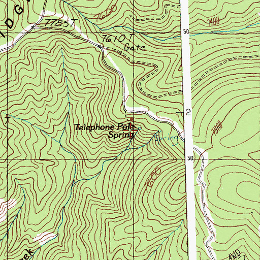Topographic Map of Telephone Pole Spring, ID