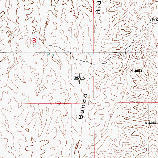 Topographic Map of Banco Ridge, AZ