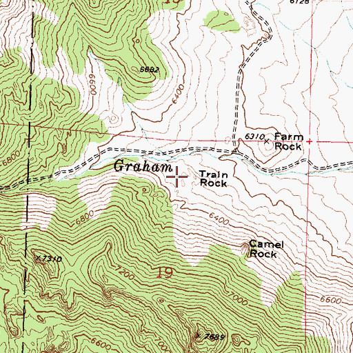 Topographic Map of Train Rock, ID