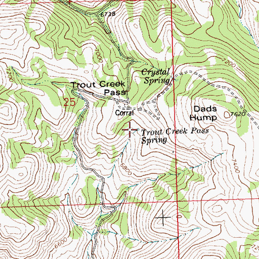 Topographic Map of Trout Creek Pass Spring, ID