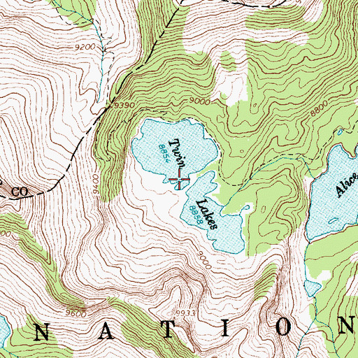 Topographic Map of Twin Lakes, ID