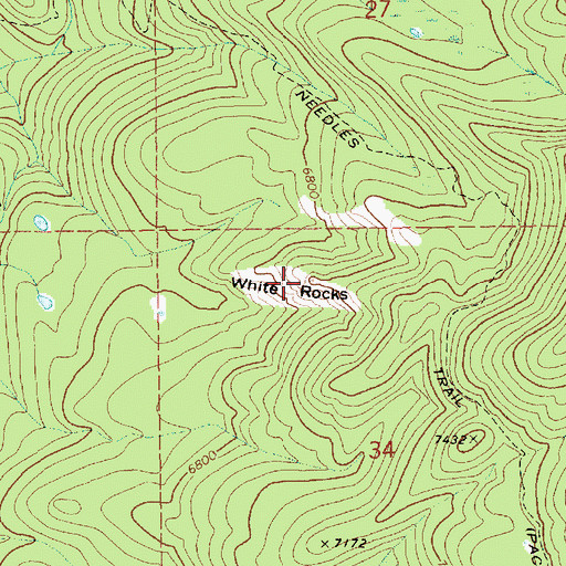 Topographic Map of White Rocks, ID