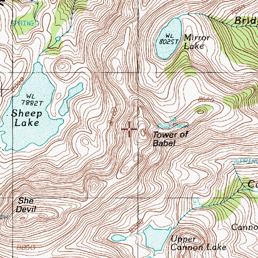 Topographic Map of Tower of Babel, ID