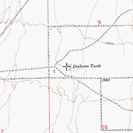 Topographic Map of Dickson Tank, AZ