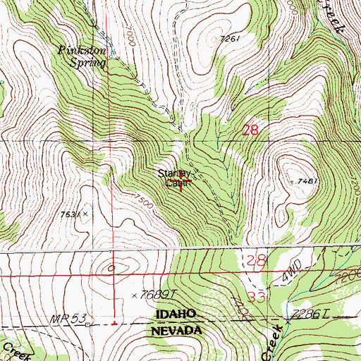 Topographic Map of Stanley Cabin, ID
