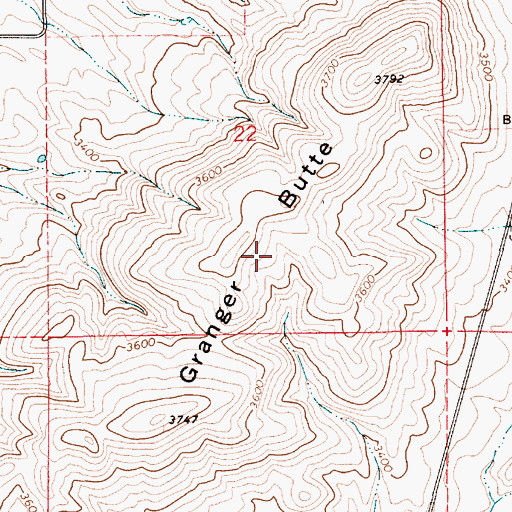 Topographic Map of Granger Butte, ID