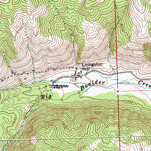 Topographic Map of Livingston Mill, ID