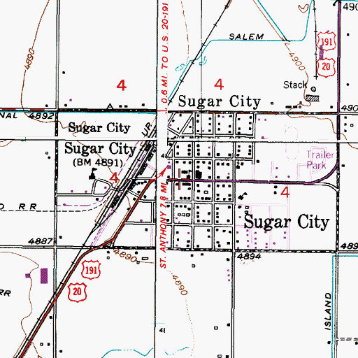 Topographic Map of Sugar City, ID