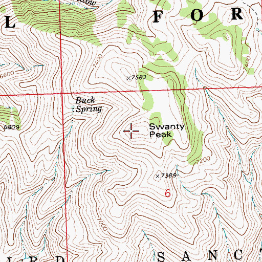 Topographic Map of Swanty Peak, ID