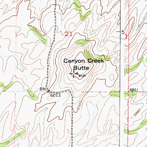 Topographic Map of Canyon Creek Butte, ID
