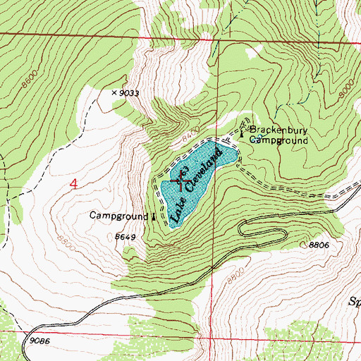 Topographic Map of Lake Cleveland, ID