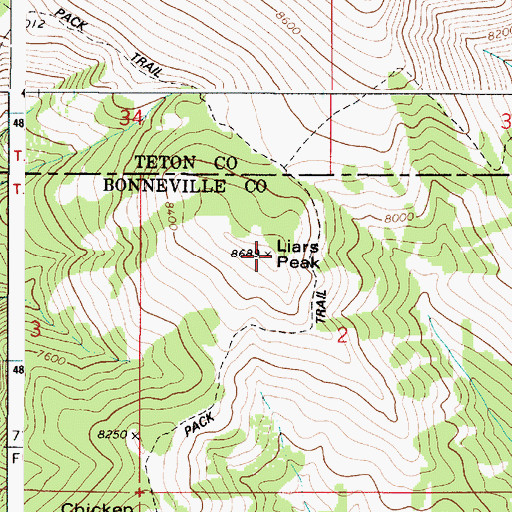 Topographic Map of Liars Peak, ID