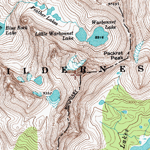 Topographic Map of Packrat Peak, ID
