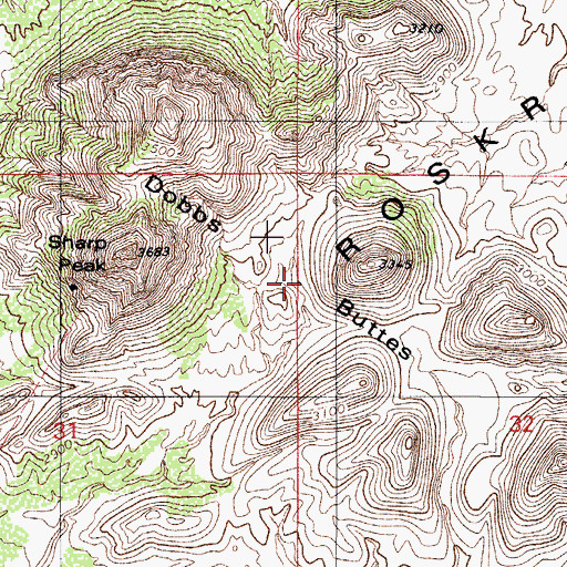 Topographic Map of Dobbs Buttes, AZ