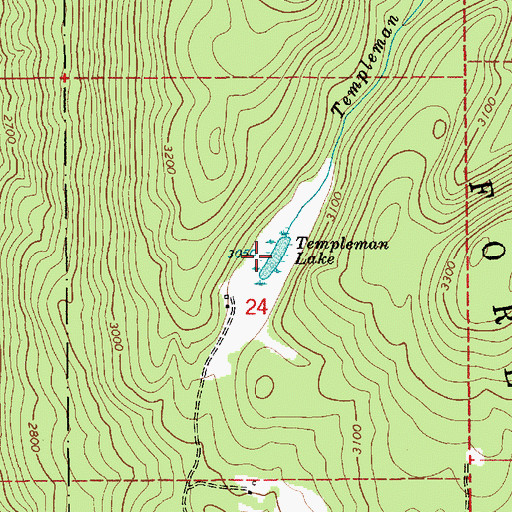 Topographic Map of Templeman Lake, ID