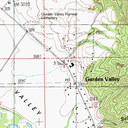 Topographic Map of Garden Valley Elementary School, ID