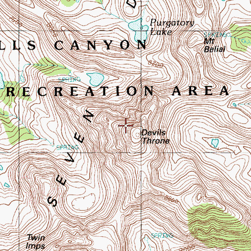 Topographic Map of Devils Throne, ID