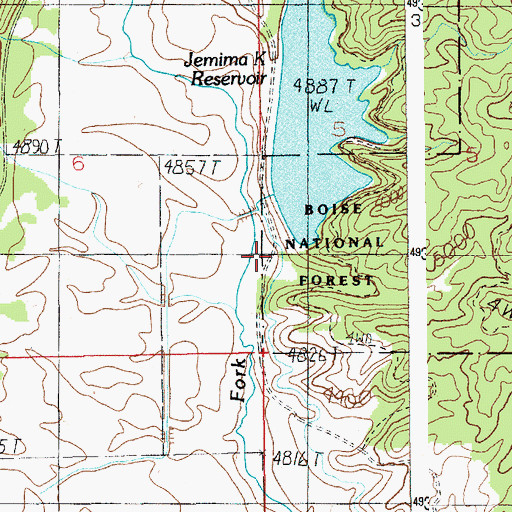 Topographic Map of Jemima K Dam, ID