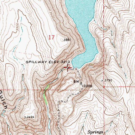 Topographic Map of Paddock Valley Dam, ID