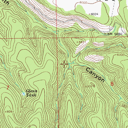 Topographic Map of Bar F Canyon, AZ
