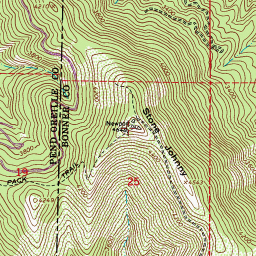 Topographic Map of Stone Johnny Lookout, ID