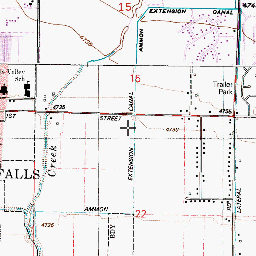 Topographic Map of Tiebreaker Elementary School, ID