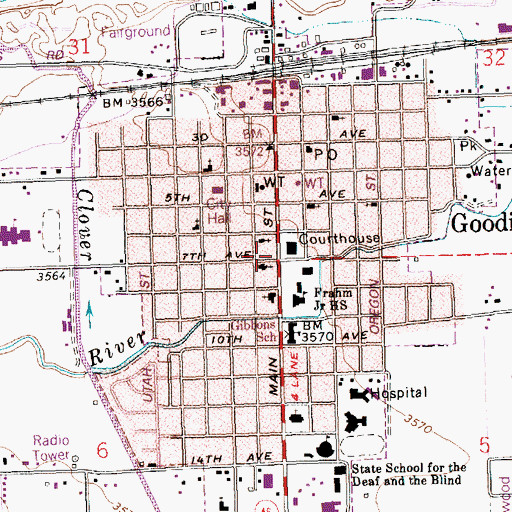 Topographic Map of Gooding, ID