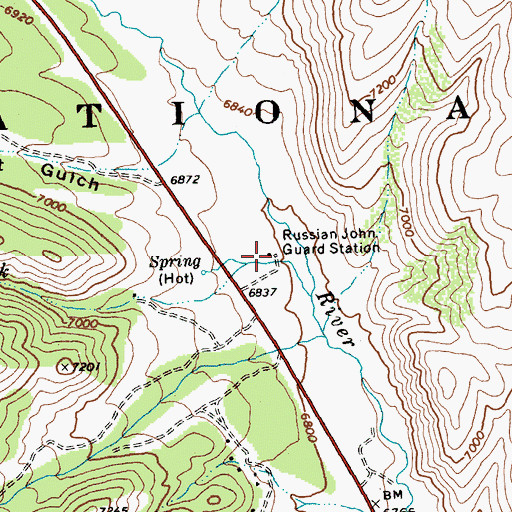 Topographic Map of Russian John Guard Station, ID