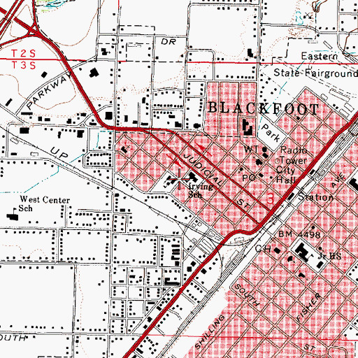 Topographic Map of Irving Kindergarten Center, ID