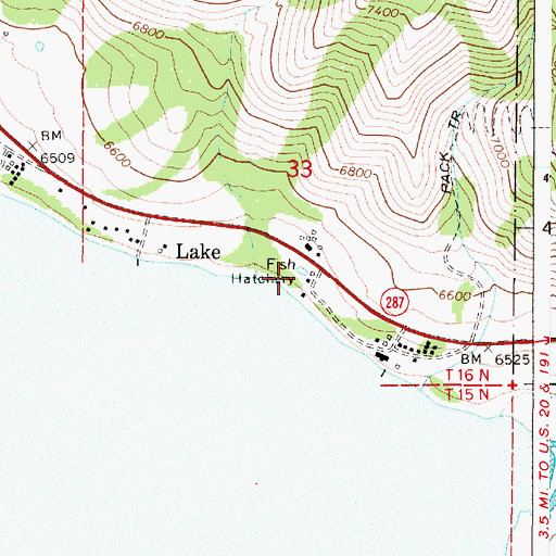 Topographic Map of Henrys Lake Fish Hatchery, ID