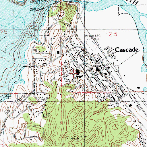 Topographic Map of Cascade Junior - Senior High School, ID