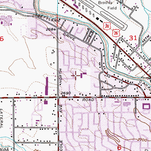 Topographic Map of Mountain View Elementary School, ID