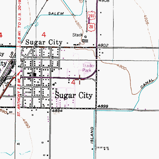 Topographic Map of Sugar - Salem High School, ID