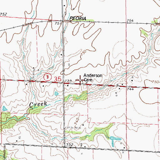 Topographic Map of Anderson Cemetery, IL